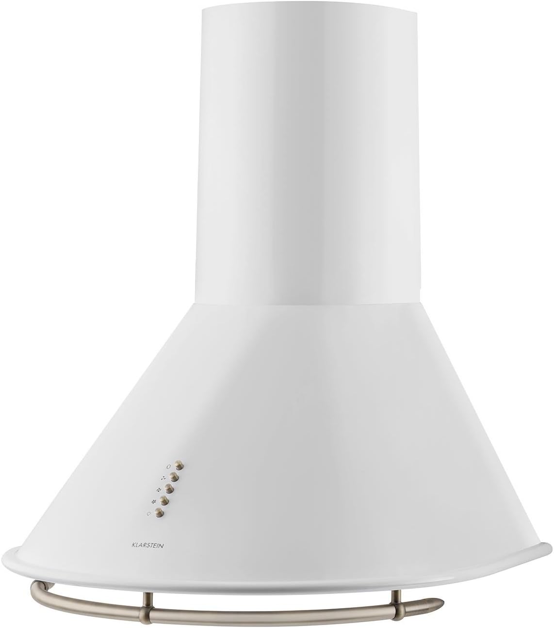 Klarstein Lumio Neo - Retro Dunstabzugshaube, Wandabzugshaube, 60 cm breit, Energieeffizienzklasse A, Abluft/Umluft, 3 Leistungstufen, max. Abluftleistung: 610 m³/h, Edelstahl, weiß