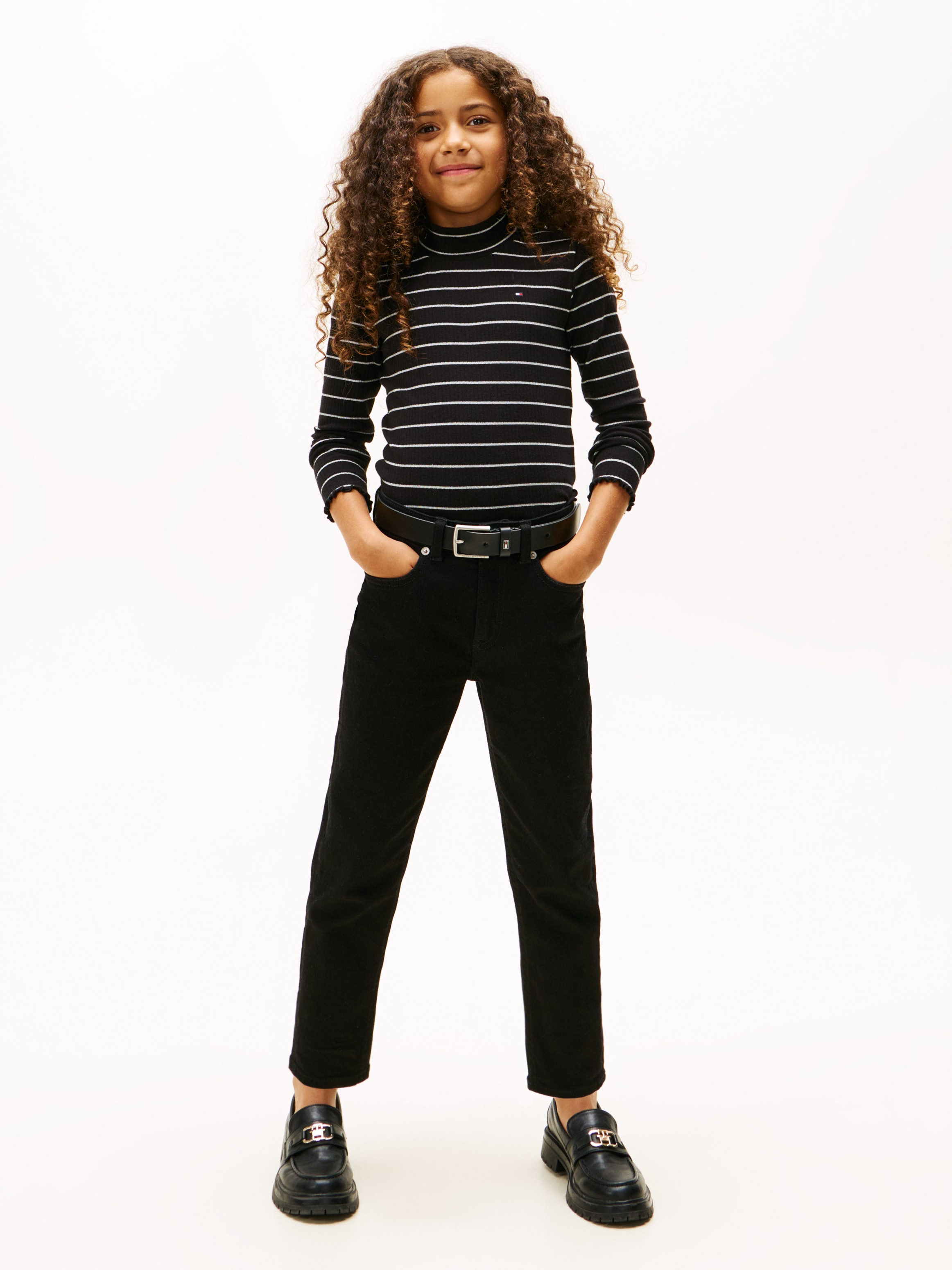 Tommy Hilfiger Langarmshirt »SPARKLE STRIPE MOCK NECK L/S«, Kinder bis 16 Jahre