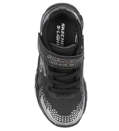 Skechers Sko m. Lys - Flex-Glow Bolt - Blåck/Sølver