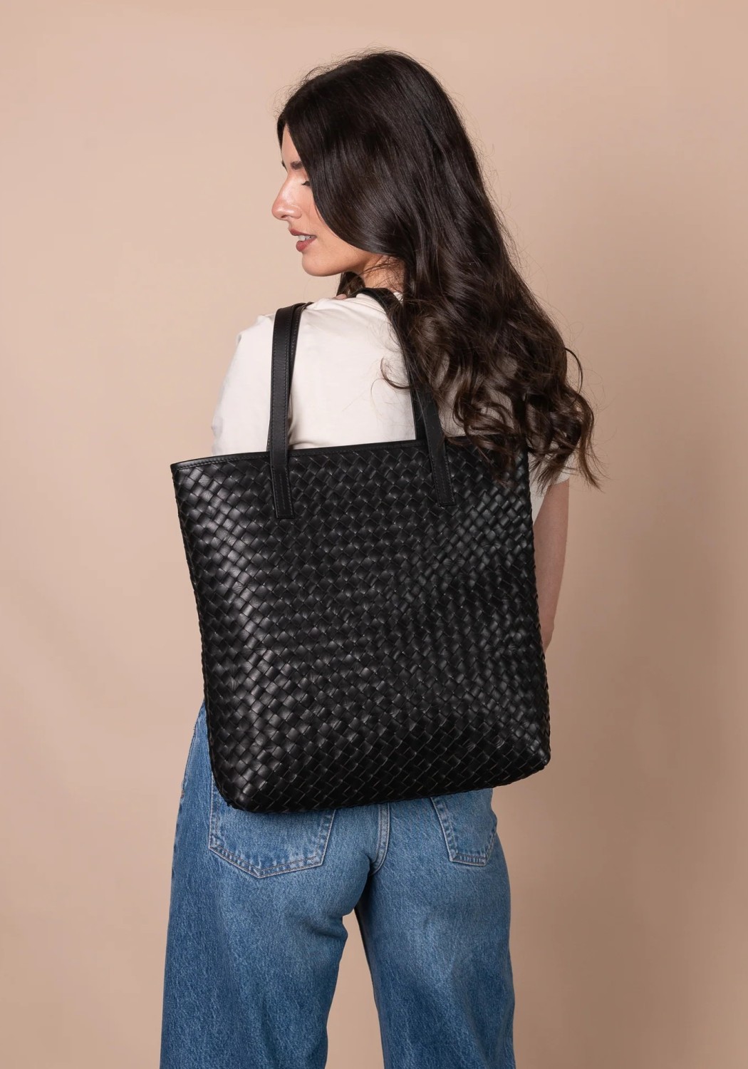 O My Bag Leder-Shopper Georgia Woven Classic Leather Black