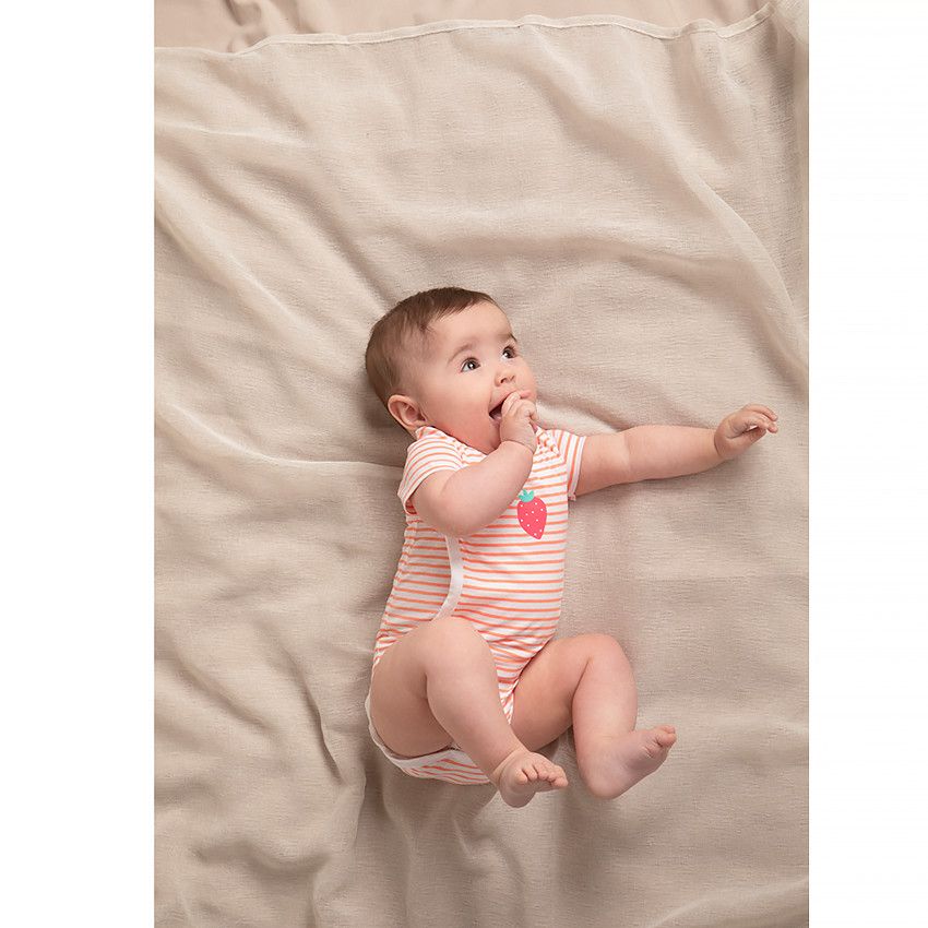 Lot de 7 bodies imprimé fruits pour bébé fille - Blanc