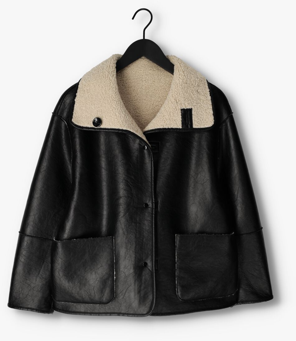 zwarte knit-ted leren jas cozy