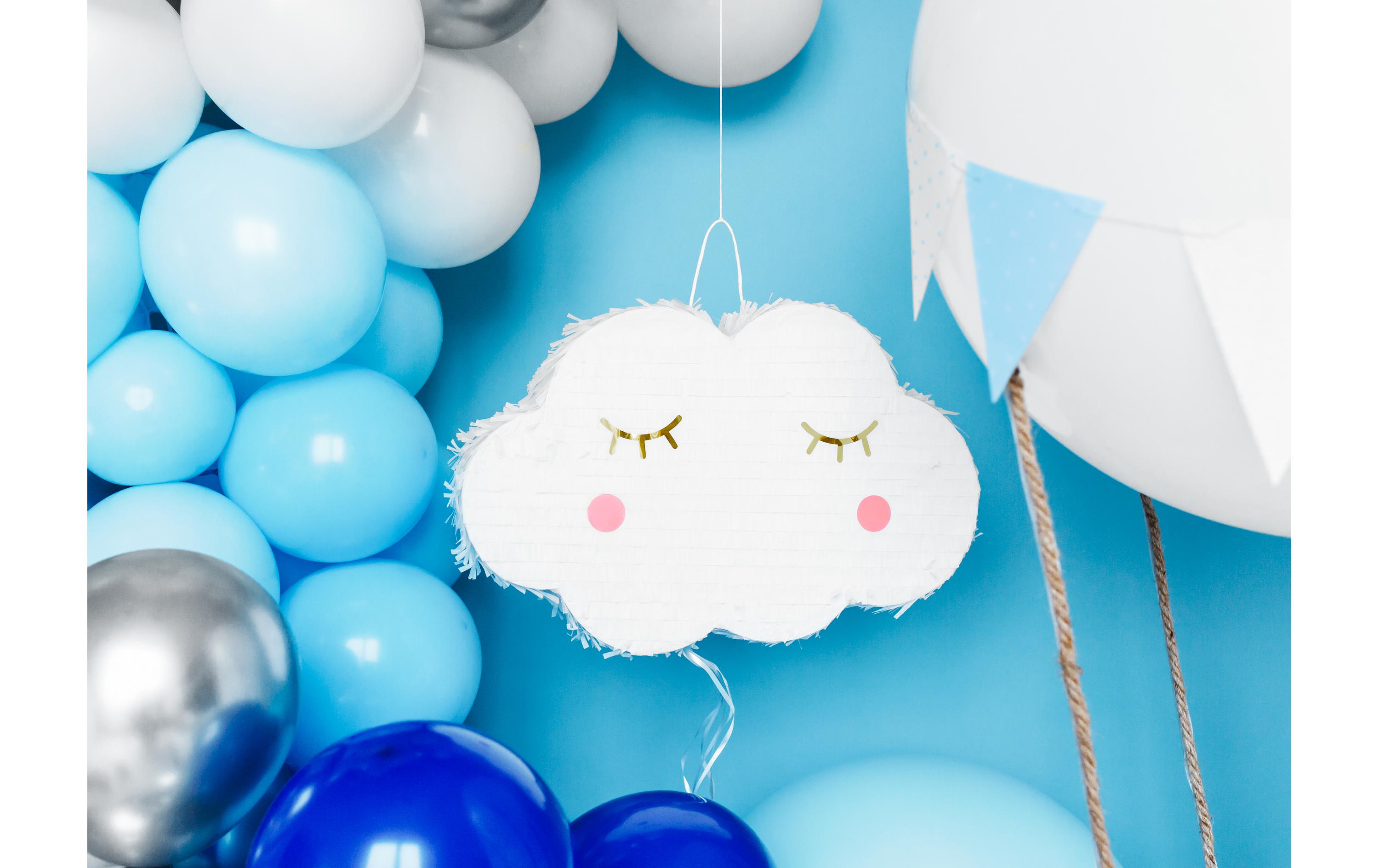 Pinata Wolke, 50 x 32 x 9 cm, Weiss, 1 StückPiñata zum Befüllen mit Geschenken, Süssigkeiten etc.