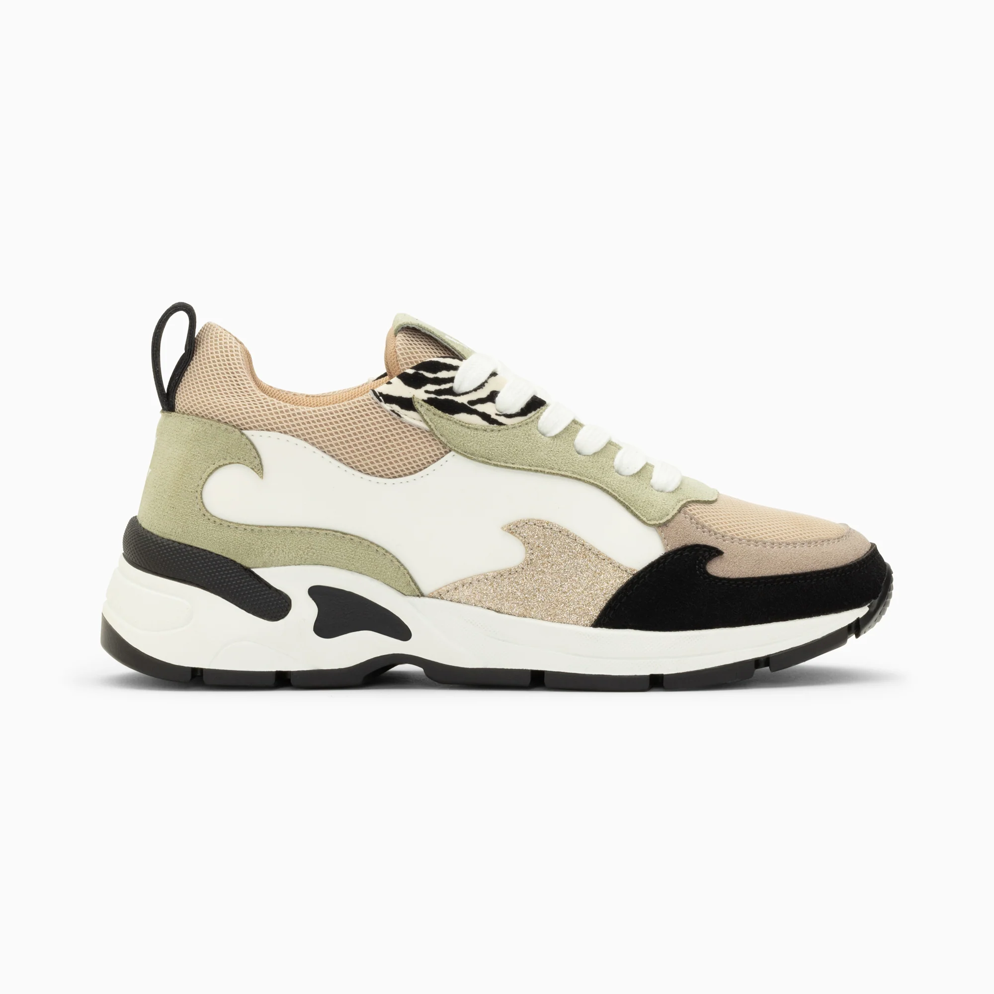Sneakers-Baskets flamme Anita kaki et noir