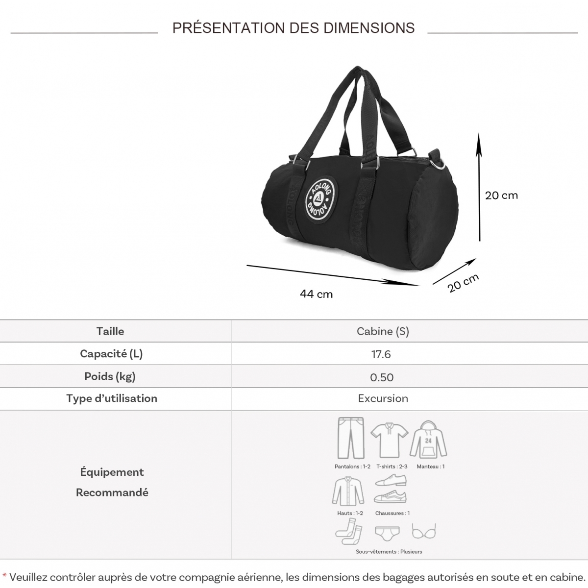 Les Sacs de K'rlot Sac de voyage week-end 17L et sport Les Sacs de K'rlot sans roulettes