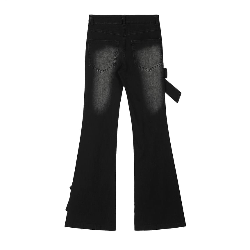Alfie - Low Rise Washed Bow Bootcut Jeans