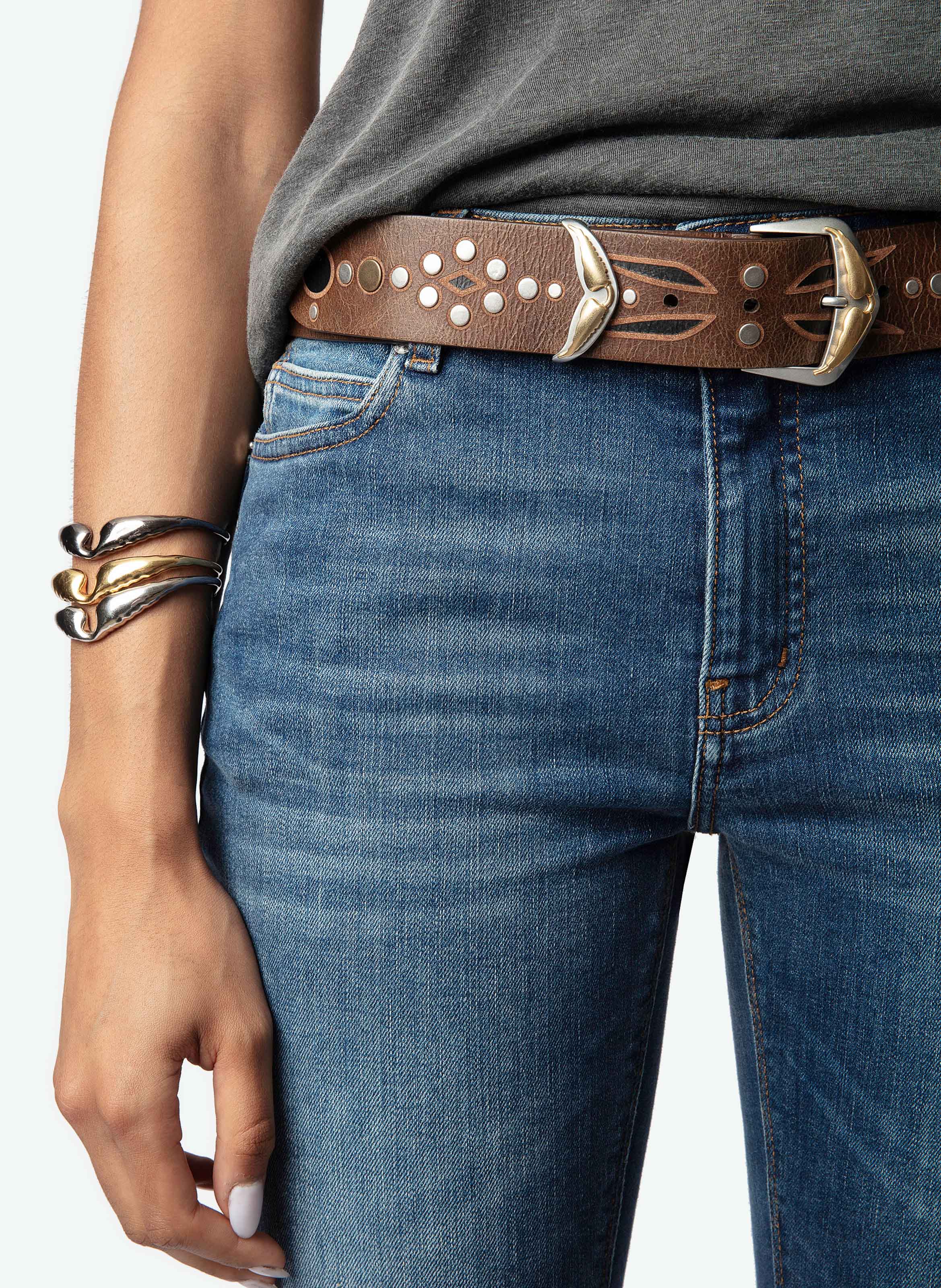 JANE - Ceinture boucle en cuir | Marron