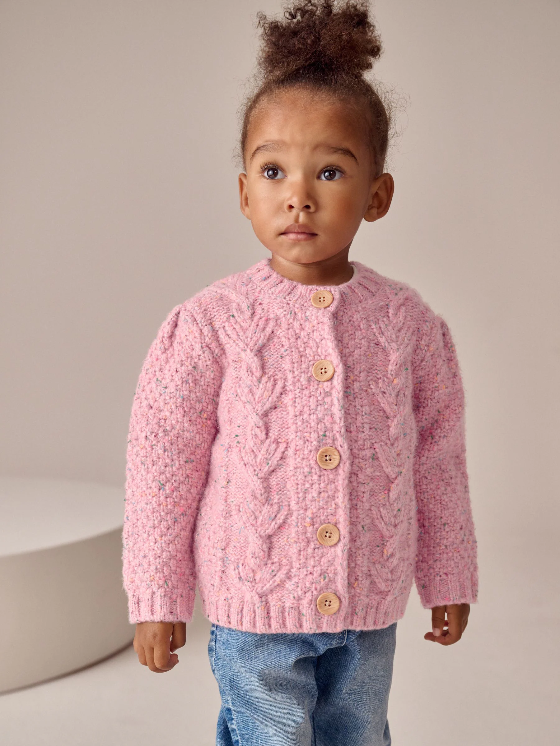 Roze - Grofgebreid gebobbeld vest (3 mnd-10 jr)