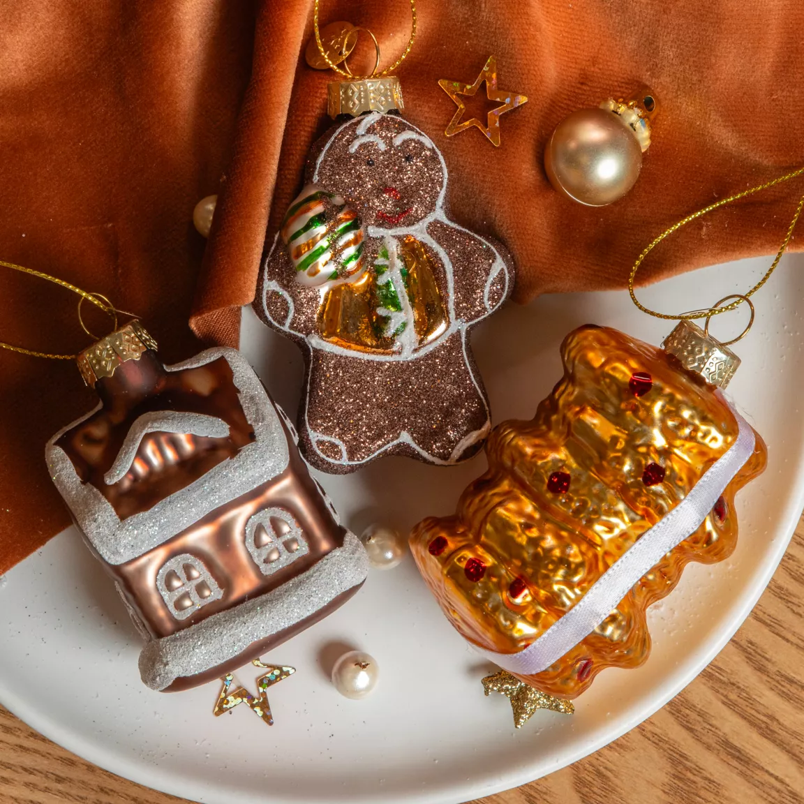 Lot de 3 suspensions en verre (H11 cm) Délices de Noël