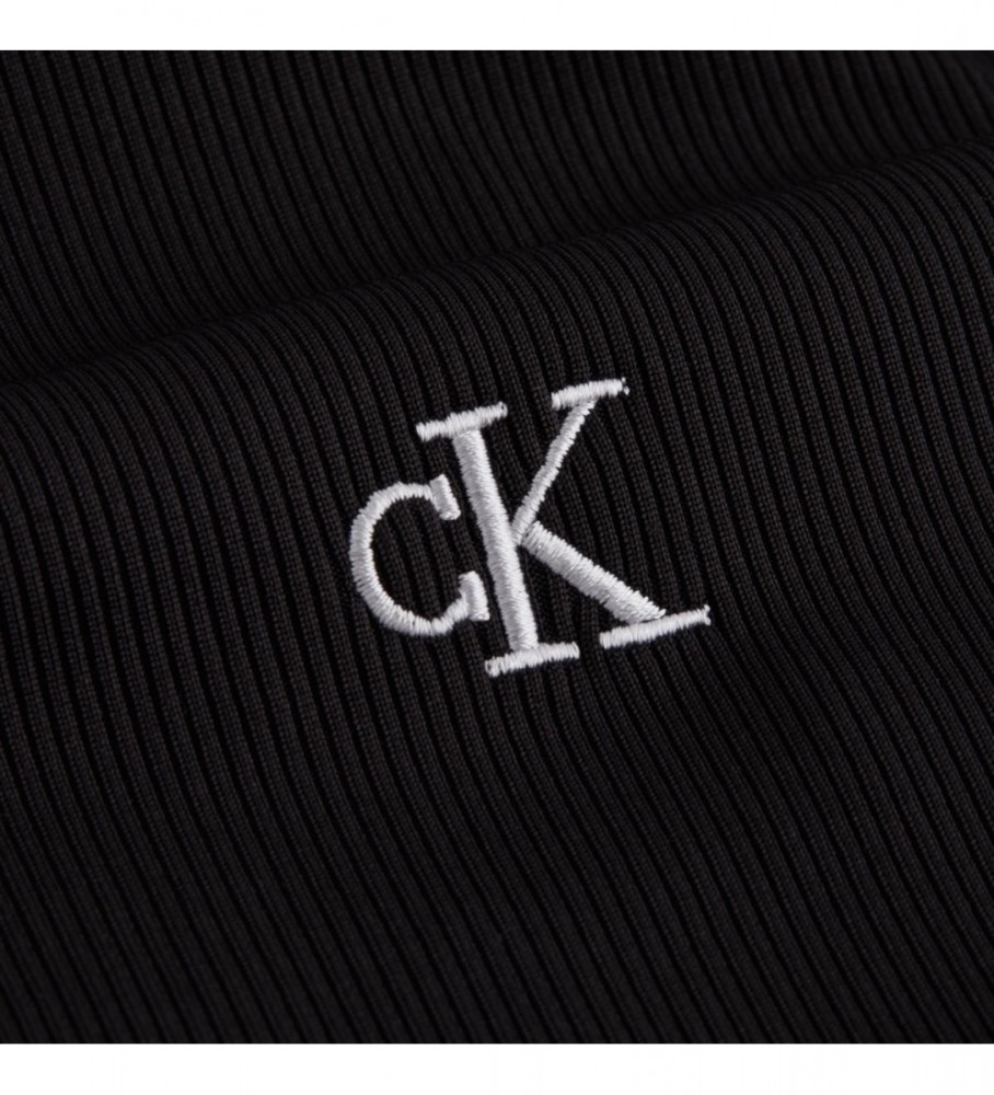 Vestido preto de manga curta com logo da Calvin Klein Jeans
