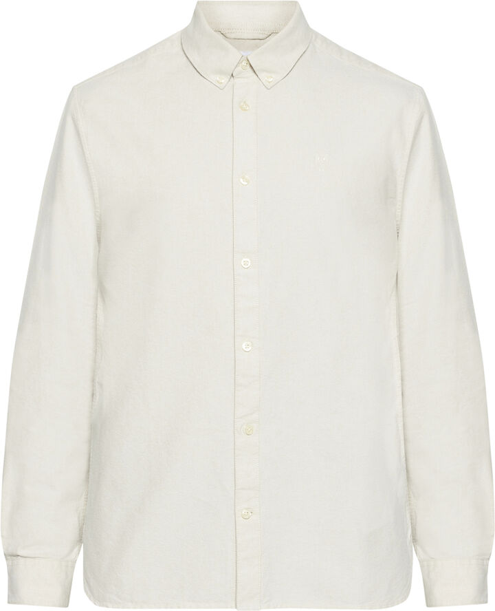 Knowledge Cotton Apparel Harald Small owl oxford regular fit shirt - GOTS/Vegan Light feather gray