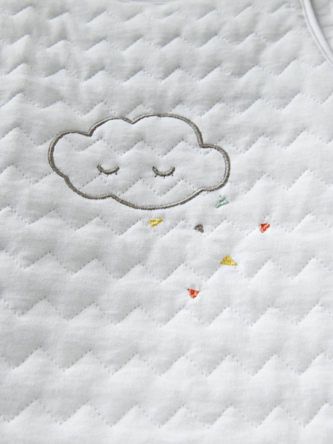 Saco de dormir acolchoado em algodão orgânico, modelo CLOUD, com mangas removíveis, branco claro liso.