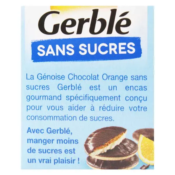 Gerblé Sans Sucres Génoise Chocolat Orange 140g