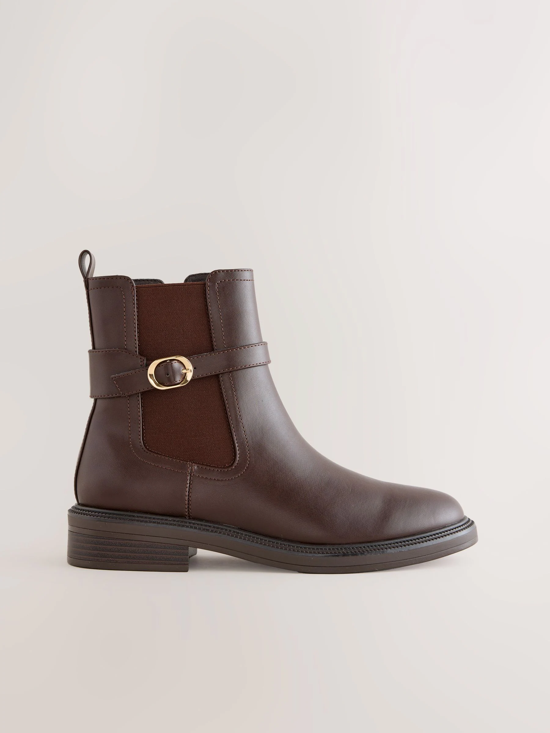 Chocoladebruin - Chelsea Boots met gesp