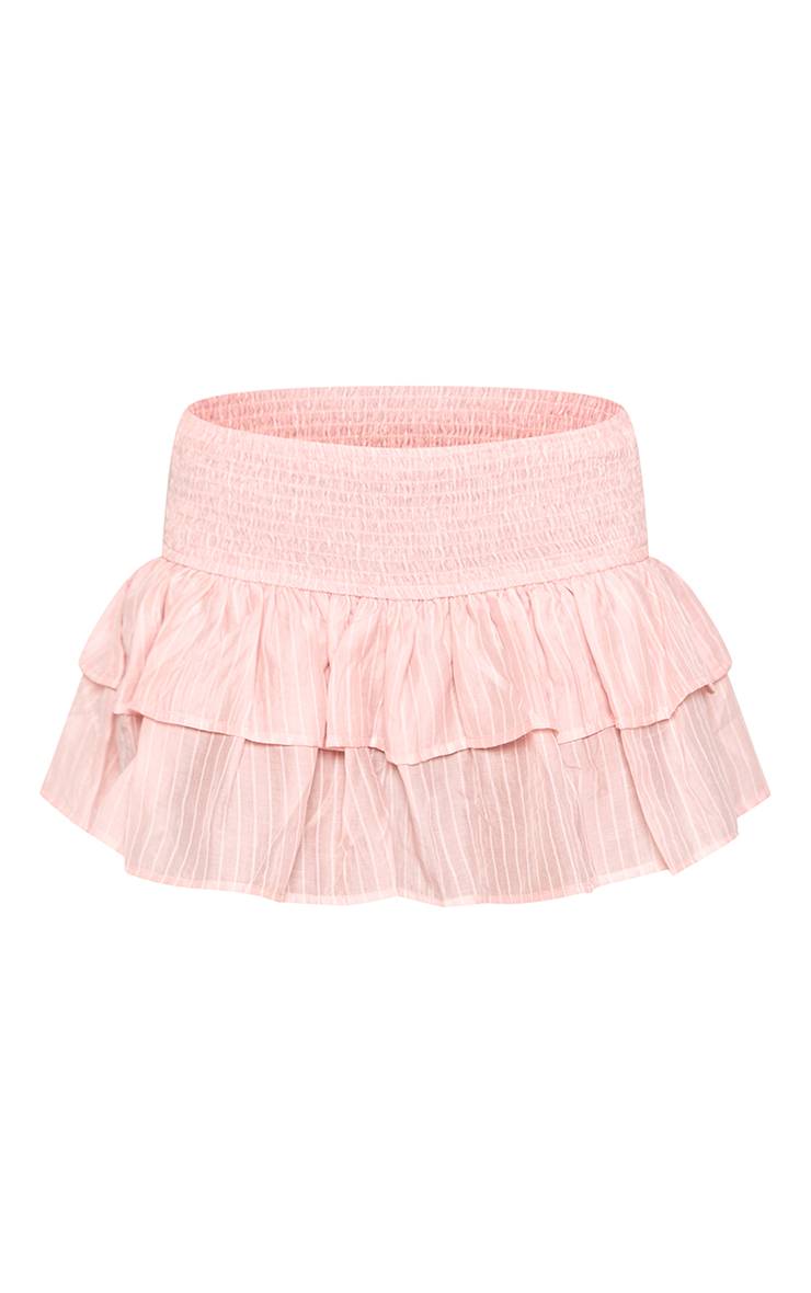 Rose Jupe Rara Légère En Tissu Tissé À Rayures