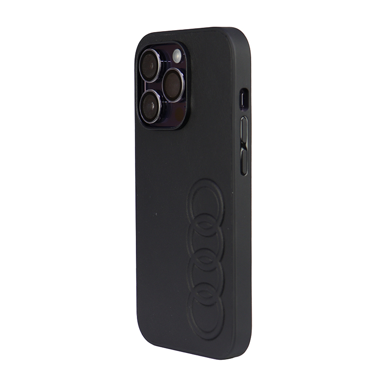 iPhone 14 Pro Leder Hardcase Hülle (AU-TPUPCIP14P-TT/D1-BK) - Schwarz