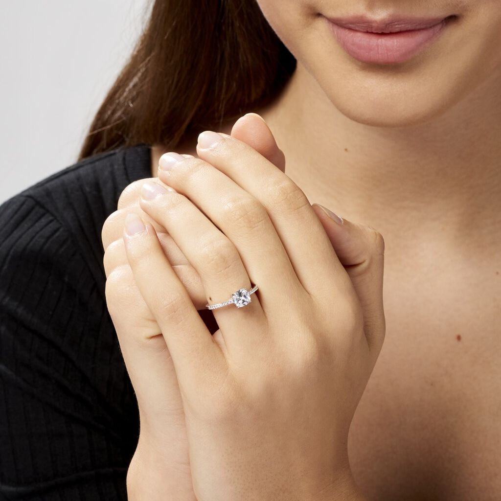Bague Solitaire Celina Argent Blanc Oxyde De Zirconium