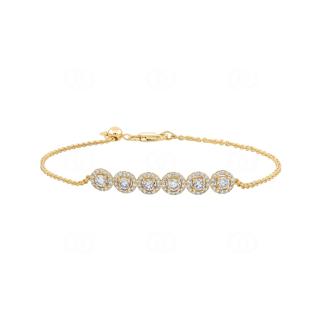 1.00 Karat Halo Diamantarmband 750/18 K Gelbgold