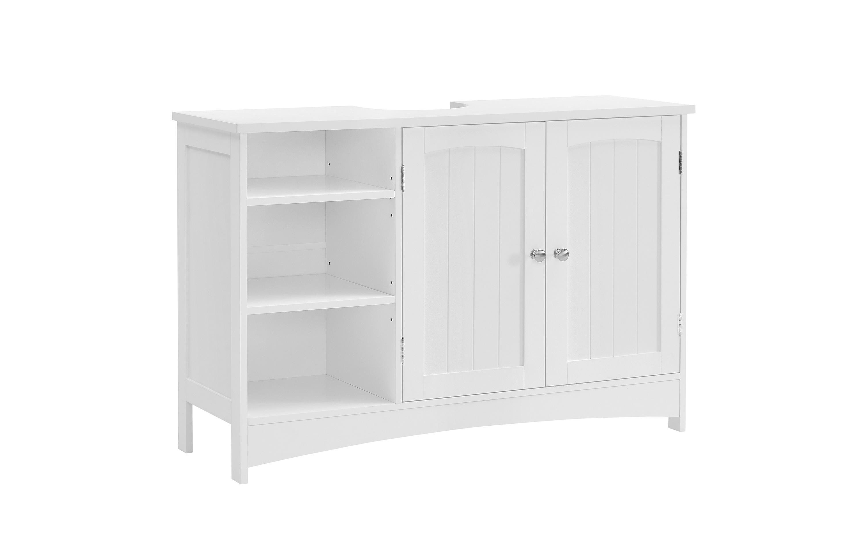 Waschbeckenunterschrank 90 x 60 cm, Weiss<br>Badezimmerregal