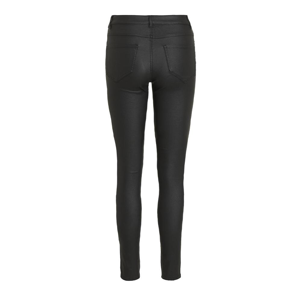 Vila Pantalon Noir Enduit Femme Vila Commit Coated