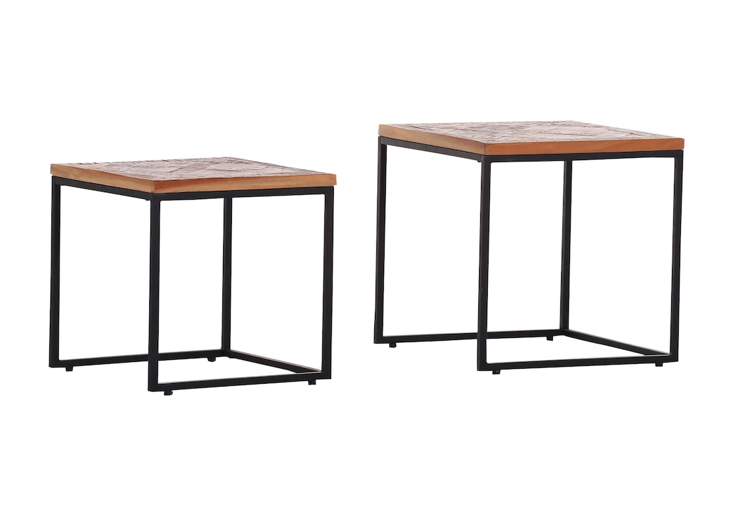 INTERhome Beistelltisch SIESTA 2er Set Recycled Altholz/Metall