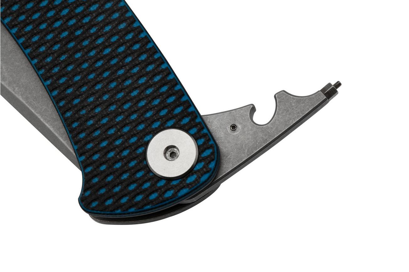 Rick Hinderer Project X, MagnaCut Clip point, Working Finish, Blue/Black G10 zakmes