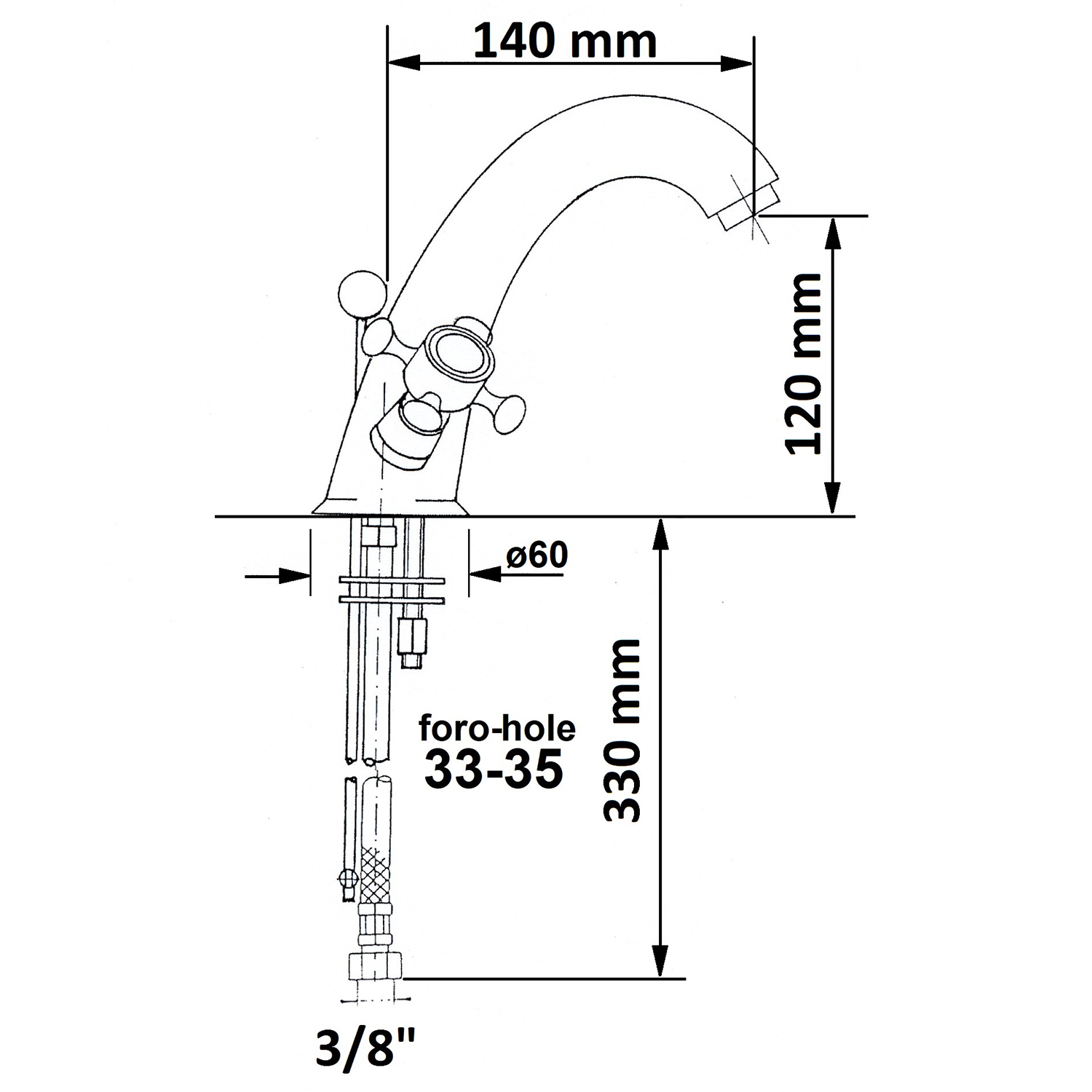 Sapho Antea 1-gats wastafelkraan 12cm met pop-up waste chroom / goud