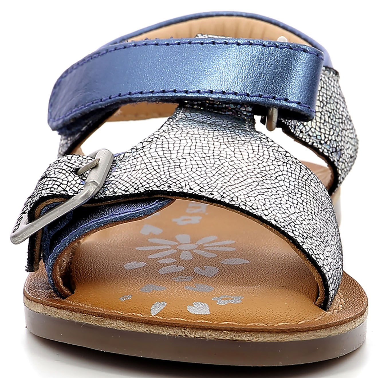 Kickers Sandales en Cuir Diazz marine métallisé