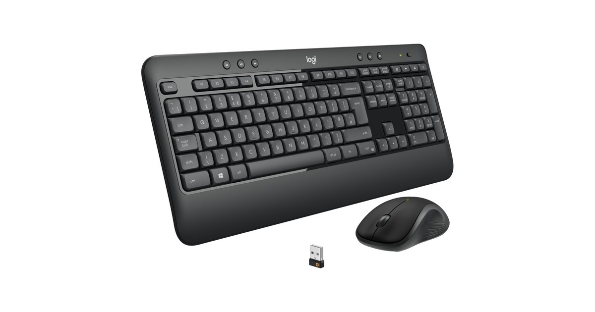 LogitechMK540 Advanced - Draadloze toetsenbord- en muiscombinatie, desktopset  (Donkergrijs, EU lay-out (QWERTY), 1000 dpi)