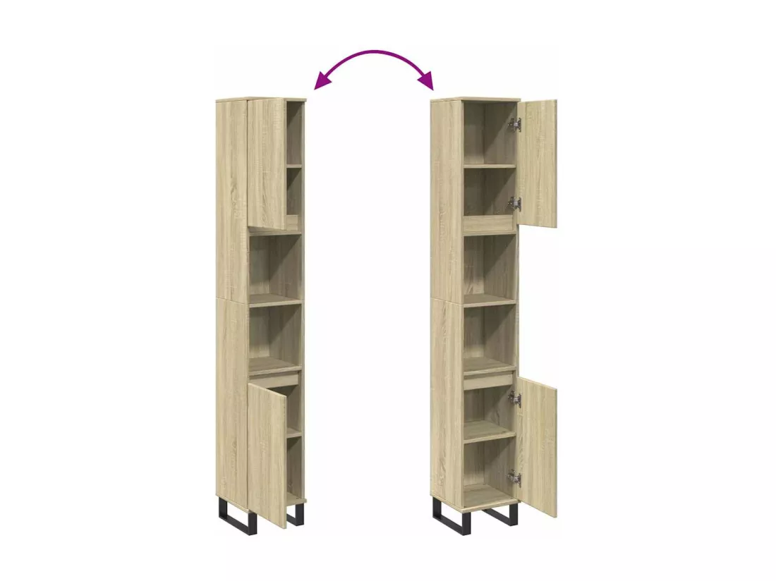Armoire salle de bain chêne sonoma 30x30x190 cm