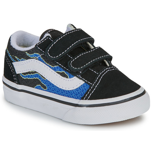 Vans - Old Skool V PIXEL FLAME BLACK/BLUE Negro / Azul
