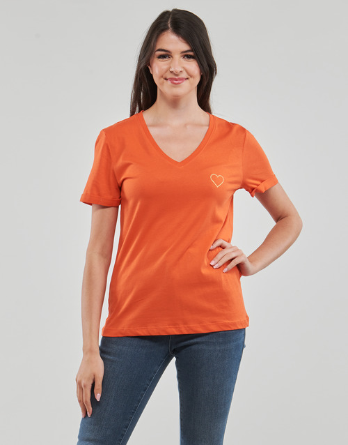 Only - ONLKITA S/S V-NECK HEART TOP BOX CS JRS - Orange