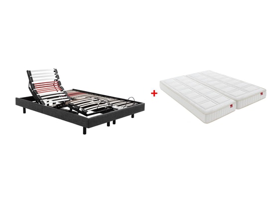EPEDA - Sommier Electrique 2 x 80 x 200 Horizon 1620D gris fonce + 2x balade équilibré
