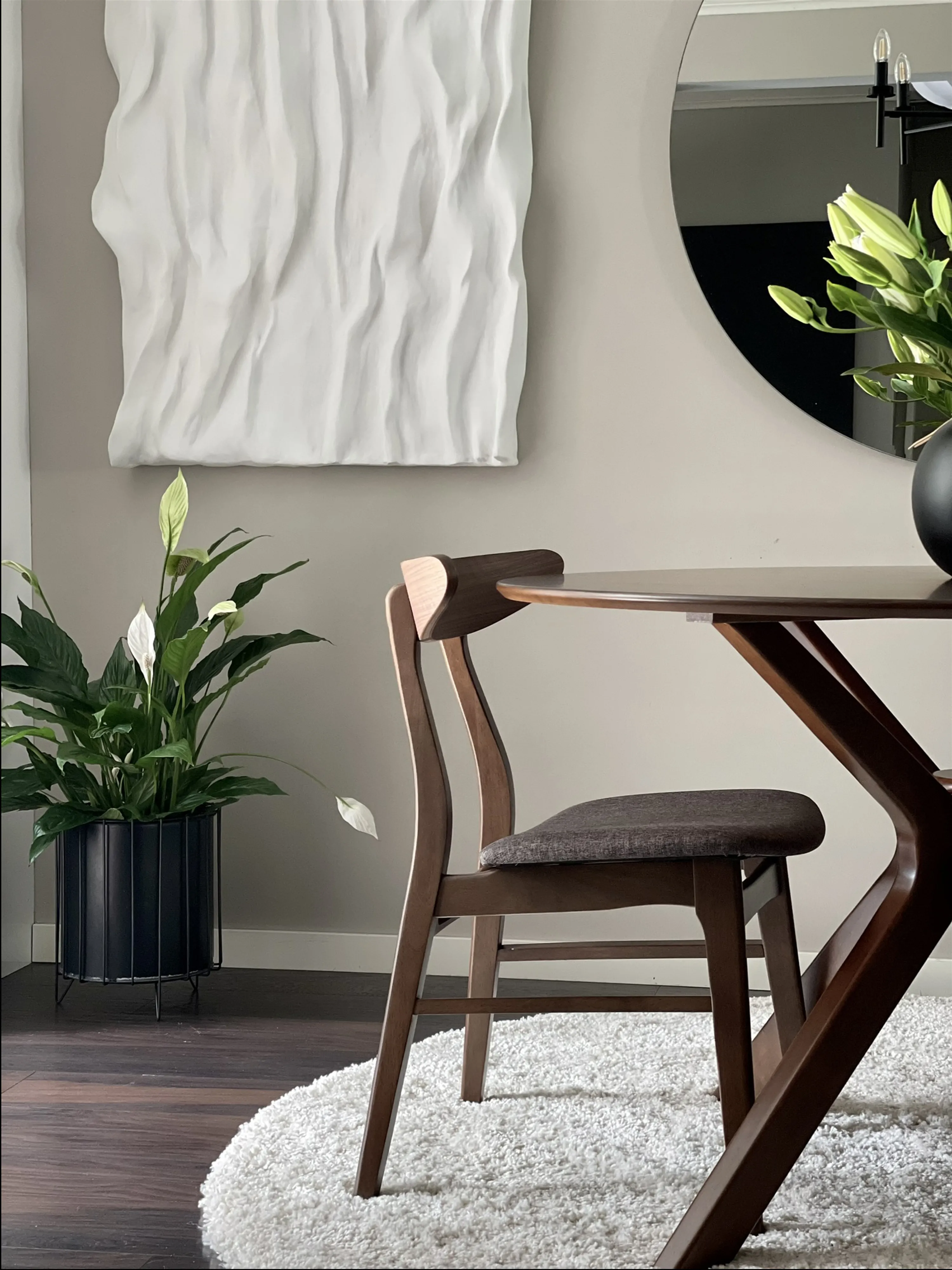 Set van 2 eetkamerstoelen LYNN Hout Donkerbruin/grijs
