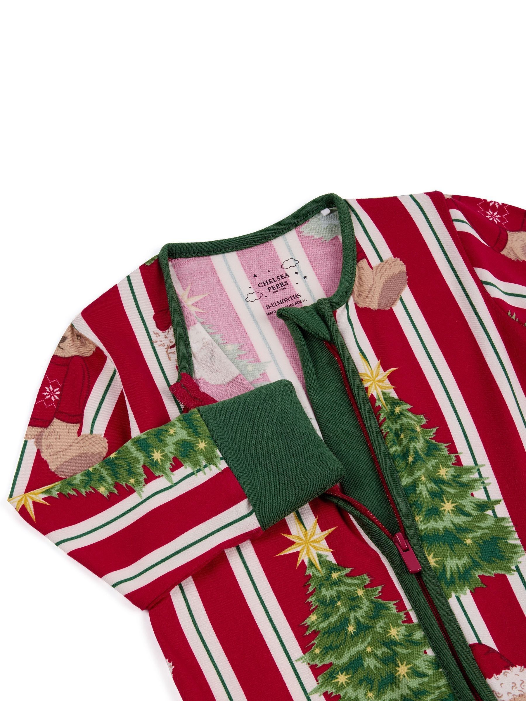 Chelsea Peers Christmas Teddy Bear Stripe Print Pyjamas
