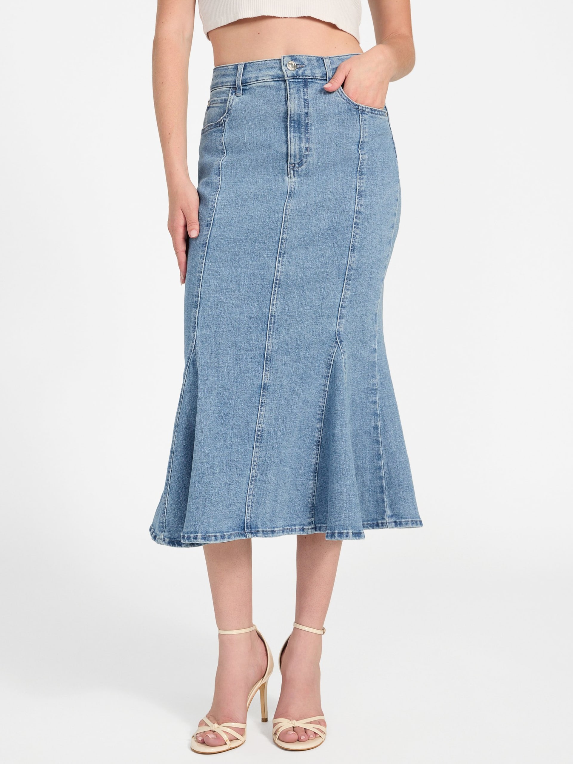 Saia midi jeans Lia