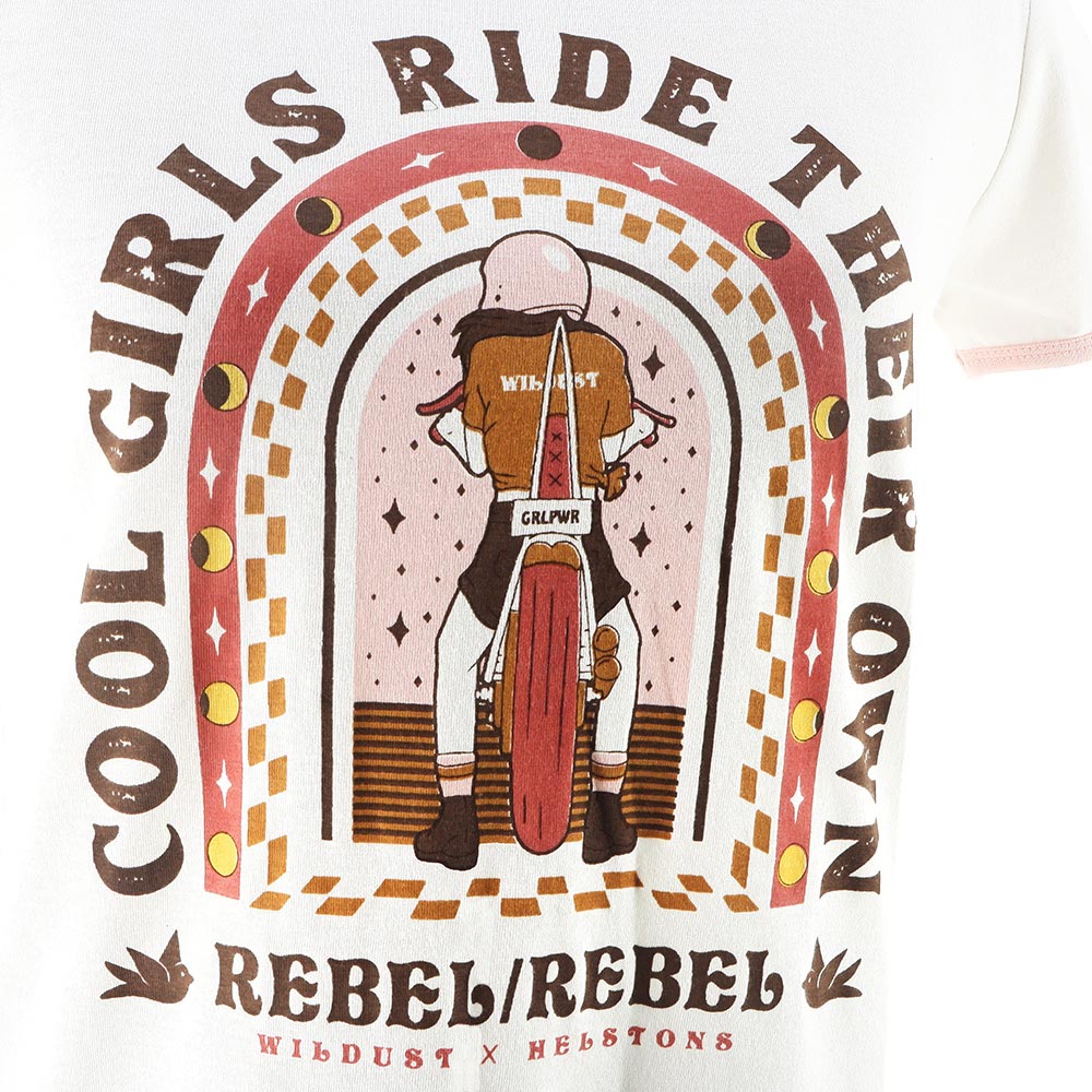 Helstons - Wildust - T-shirt femme Rebel Ringer Blanc / Rose / Marron