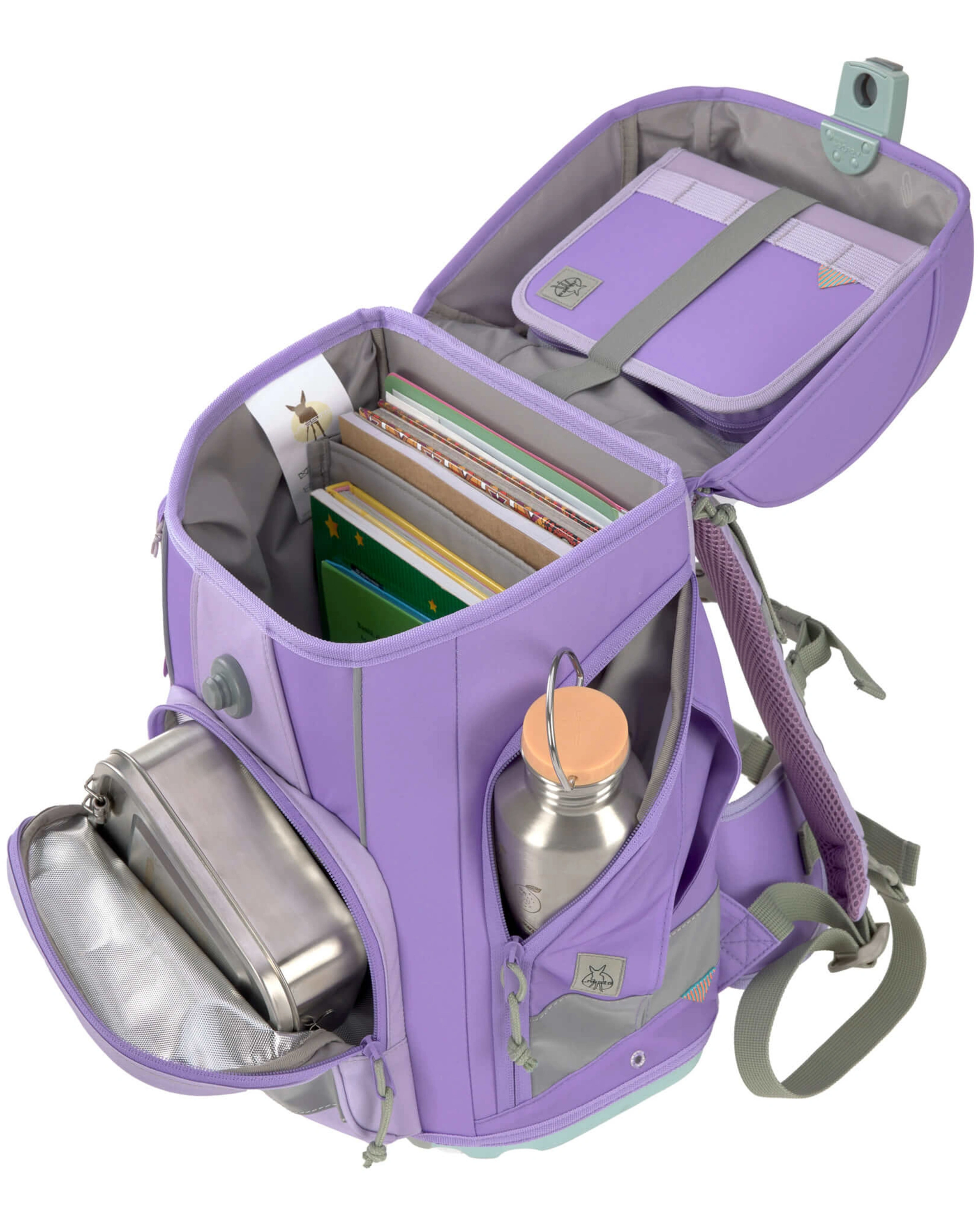 Schulranzen-Set BOXY UNIQUE (30x25x42) 7-teilig in violet/lavender
