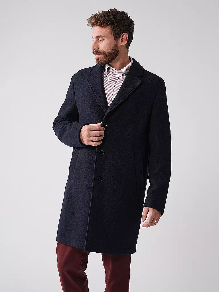 BOSS Wollmantel dunkelblau