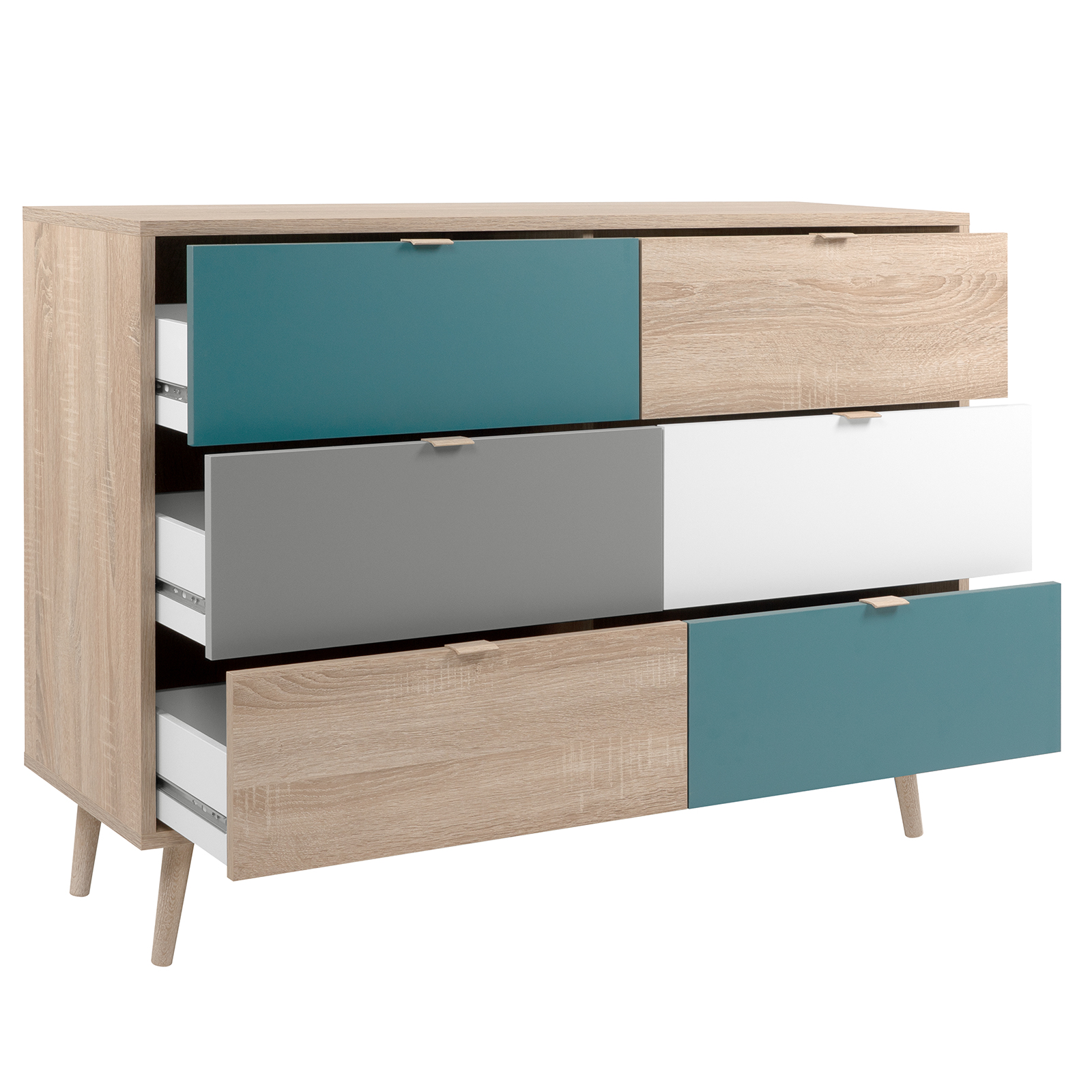 Sideboard CUBA - Sonoma Eiche - tricolor - 120 cm breit