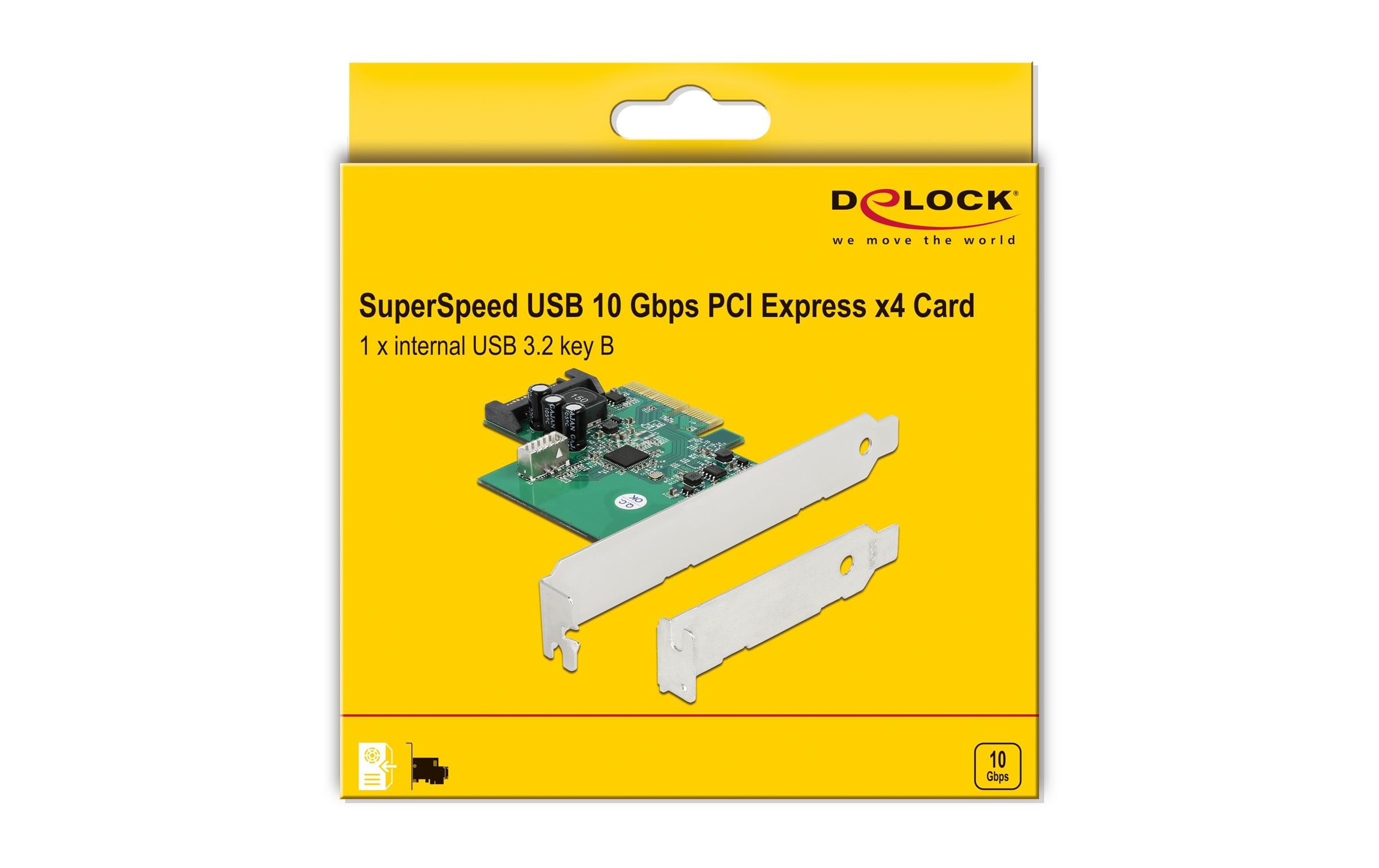 PCI-Express-Karte 1x intern USB 3.2 Gen 2 Key B 20 PinPCIe-Schnittstellenkarte mit einem internem USB-3.1-Pfostensteckern