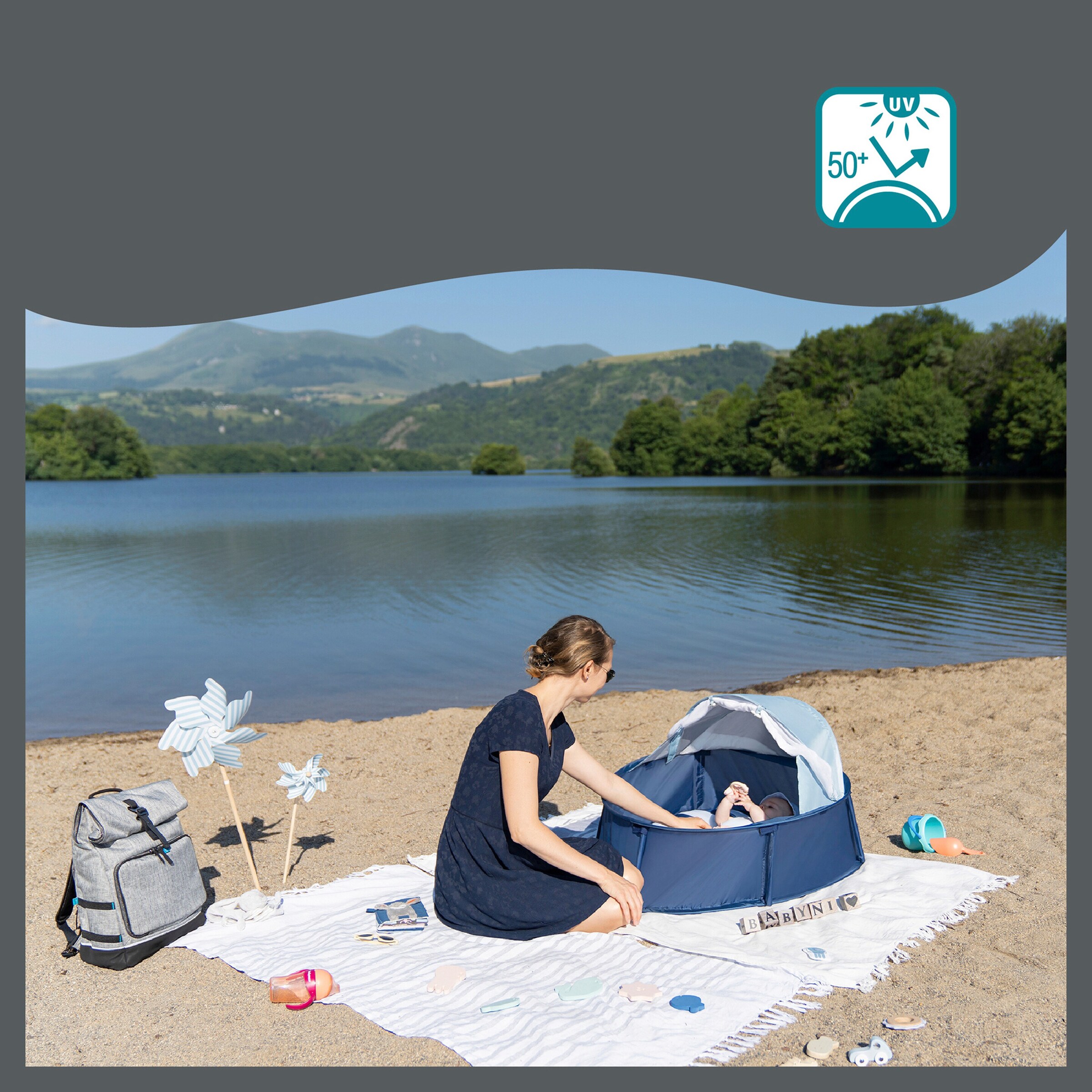 Babymoov Strandmuschel & Reisebett Babyni 2in1 mit UV-Schutz 50+