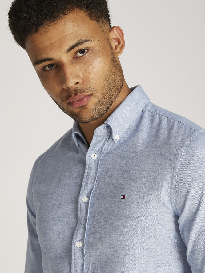 Tommy Hilfiger BRUSHED LINEN SOLID SF SHIRT Shirt blue