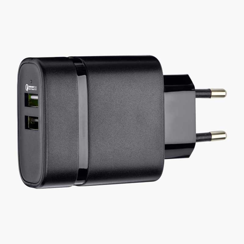 USB-lader med to utganger, type A, QC 3.0