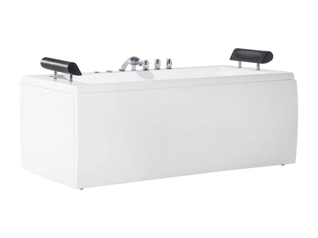 Baignoire balnéo blanche 172 x 83 cm avec LED MONTEGO