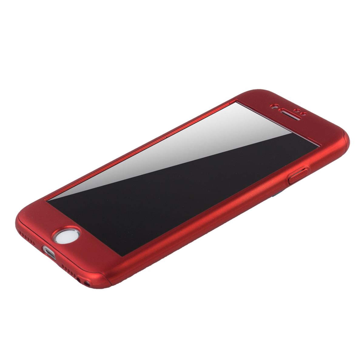 Hülle Handy Schutz für Apple iPhone 7 Full Case Cover Displayschutz Bumper Rot