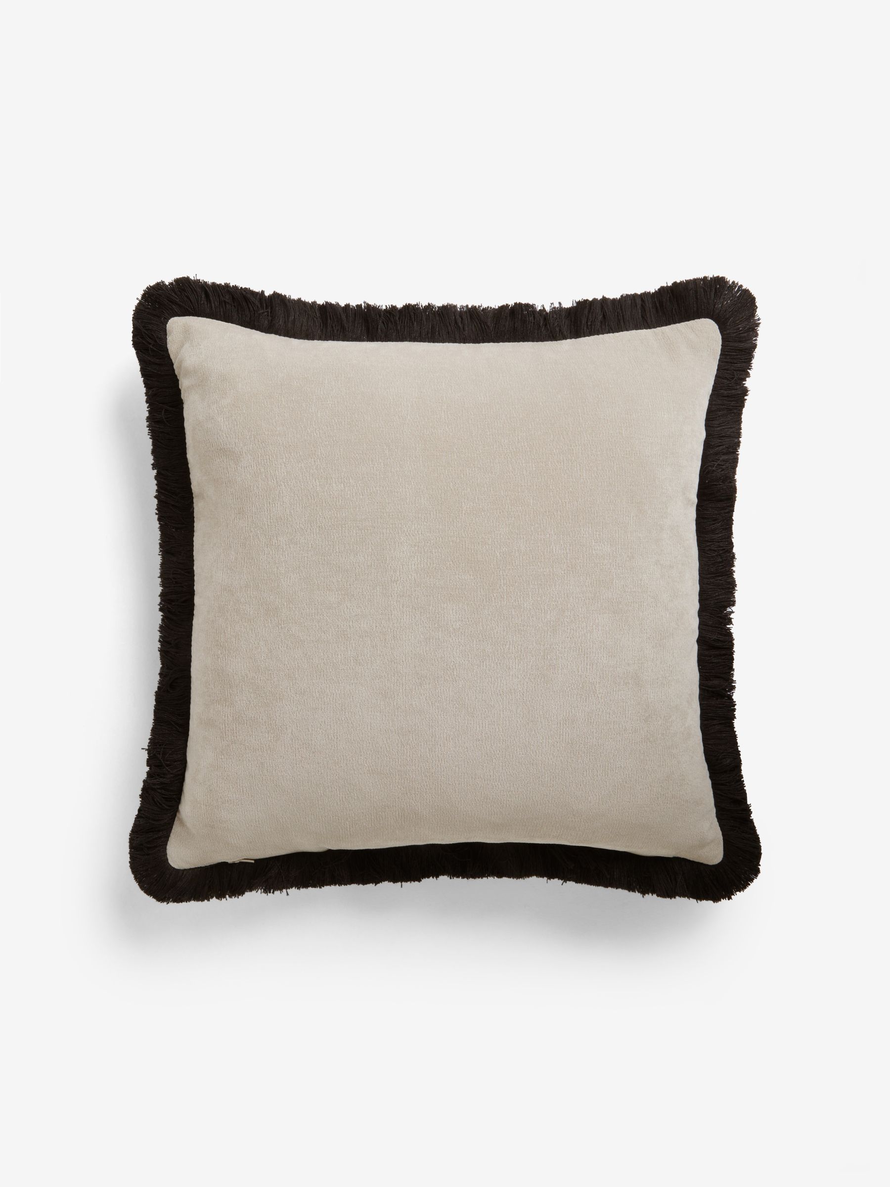 Soft Velour Contrast Fringe Cushion