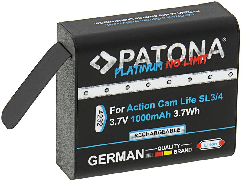 Patona Videokamera-Akku für SL3 und SL4 Wiederaufladbarer 1800 mAh Akku für SL3 und SL4