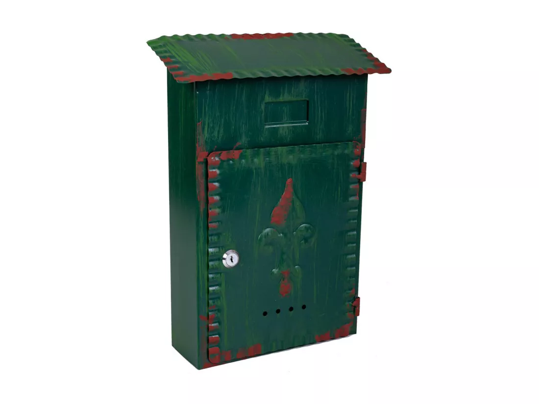 Boîte aux lettres en métal vert 27x11x37h