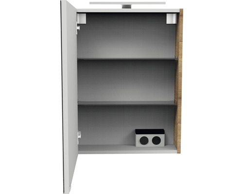 FACKELMANN SBC Small Bathroom Collection spiegelkast, 500 x 16,2 x 680 mm, eikenhout, 1-deurs, LED links